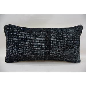 Noir Vintage Ikat Patchwork Laine Oreiller De Luxe 12x24 Pouces Carré Tissé Motif Portable Literie pour Salon et Chambre - Product Image 1