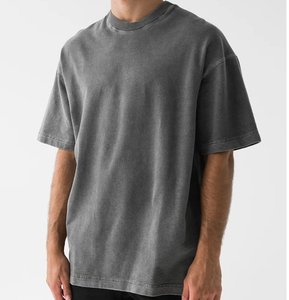 เสื้อยืดเทอร์รี่ฟอกสีแบบแอซิดวอชสำหรับผู้ชาย สไตล์วินเทจใหม่ ฟอกหิน หนัก 250 GSM เสื้อสตรีทแวร์ - Product Image 5