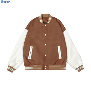 แจ็คเก็ตวาร์ซิตี้ผู้ชายสุดฮิต ขายดี 100% โพลีเอสเตอร์ ปักอักษรแบบเบสบอล แขนหนัง ทรงสแตนด์ ไซส์ใหญ่พิเศษ - Product Image 1