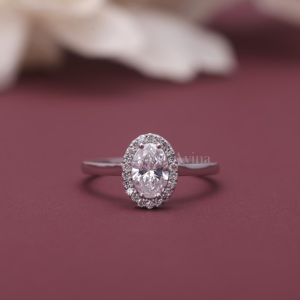 Anillo de compromiso con halo de diamantes ovalados cultivados en laboratorio, certificados por IGI, en oro blanco/rosa y amarillo de 18 quilates, con corte ovalado, para mujer. - Product Image 1