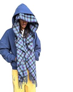 เสื้อฮู้ดโอเวอร์ไซส์ผ้าฟลานเนลลายสก็อตสองชั้นแบบมีซิป OEM Streetwear Blank - Product Image 1