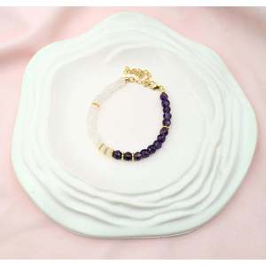 Rainbow Moonstone and Amethyst Crystal <b>Bracelet</b> Elegant and Luxurious <b>Bangle</b> - Product Image 5