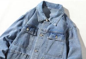 Veste en jean haut de gamme pour homme, ample, multi-poches, tendance, élégante, grande taille, col châle, décontractée, style cowboy - Product Image 4