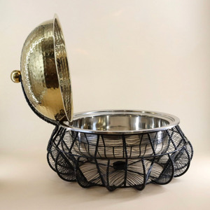 Gold Hammered Stainless Steel Chafing Dish Hot Selling and High Quality Arabic Designer Handmade <b>Eco</b>-Friendly - Product Image 1