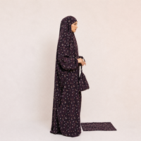 Vêtements islamiques Loriya, ensemble d'abayas pour la prière du Ramadan et de l'Aïd pour femmes musulmanes, avec tapis de prière et sac, robe islamique modeste à fleurs