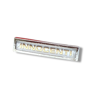 Badge de protection avant Innocenti pour moto Lambretta J50/Cento/J125 modèles 3 vitesses, garniture chromée - Product Image 1