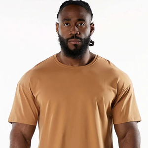 Tissu doux surdimensionné partout imprimé coupe ample épaule tombante été Streetwear mode confortable T-shirt pour hommes - Product Image 5