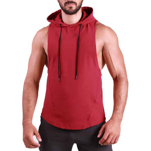 Customizable 100% Cotton Men's <b>Gym</b> <b>Hoodie</b> Comfortable Knitted Sports Tank Top for Bodybuilding Breathable & Embroidered Clothing - Product Image 1