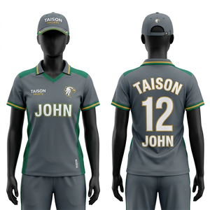 Uniforme de cricket pour hommes, 140g, polyester interlock, manches courtes, marron, bleu ciel, panneau latéral, sublimation, logo personnalisé, kit d'équipe, OEM, ODM - Product Image 4