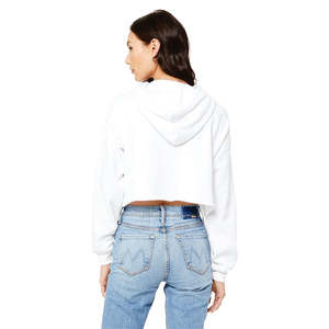 Sudadera Corta de Felpa para Mujer, con Dobladillo sin Rematar, Hombros Caídos, 52% Algodón Peinado y Hilado en Anillo Airlume, 48% Felpa de Poliéster, Color Blanco - Product Image 3