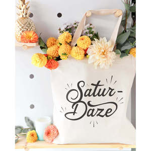 Weekend Saturdaze Cotton Canvas Tote Bag Open Closure Solid Color Pattern - Product Image 3