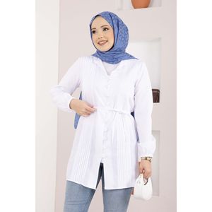 Camisa Blanca de Algodón con Detalles Acanalados y Cordones, para Mujer, con Volantes y Bordado, de Popelina, Ajustada, Talla XS/XL, Estilo Casual Coreano para Oficina, Primavera/Verano - Product Image 2