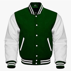 OEM personalizado de alta calidad de lona chaqueta de bombardero de béisbol soporte Chenille bordado Varsity Letterman mangas de cuero de gama alta - Product Image 1