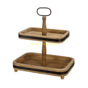 Rustic 3 <b>Tier</b> Wooden <b>Beaded</b> Edge Cake Stand Round Dessert Display Fruit Serving <b>Tray</b> For Kitchen Home Party Wedding Decoration - Product Image 6