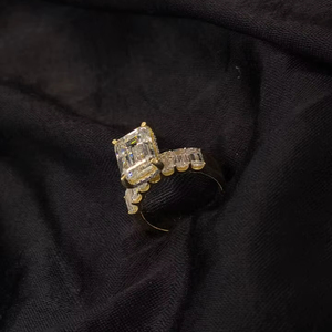 แหวนเพชร3CT รูปตัว D VS1มรกตตัดแหวนแต่งงานหมั้นหมาย - Product Image 1