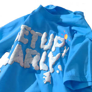 เสื้อยืดพิมพ์ลายพัฟสำหรับผู้หญิงเสื้อยืดพิมพ์ลายพัฟโอเวอร์ไซส์ผ้าฝ้าย100% ระบายอากาศได้ดีเสื้อยืดพิมพ์ลายพัฟ - Product Image 2