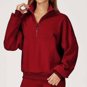 Custom Oversized Women's Half Zipper Knitted Hoodie Casual Winter Lined Printed Breathable Quick Dry Streetwear Heavyweight - Product Image 6