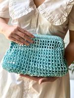 100% matériau naturel été beauté papier coloré raphia maille paille pochette léger et pliable Crochet sac à main
