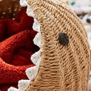 Panier de rangement en herbe de mer fait à la main avec couvercle, panier de nurserie en herbe de mer naturelle, organisateur en osier décoratif pour enfants - Product Image 2