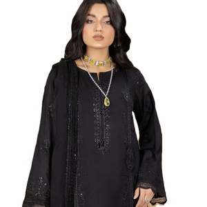 ชุดสูทปากีสถานสำหรับสุภาพสตรีผ้าฝ้าย100% คุณภาพสูงปักลายสำหรับฤดูร้อน - Product Image 1