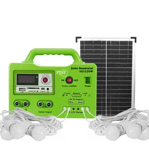 Generator tenaga surya 30w DC 12v, sistem pencahayaan dengan 6 lampu led bank daya energi surya generator surya portabel dengan lampu led
