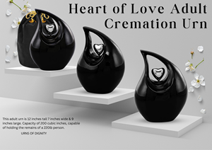 Urna de cremación de corazón negro y plateado, recuerdo conmemorativo para cenizas masculinas y femeninas, urna funeraria decorativa y tarro conmemorativo - Product Image 6