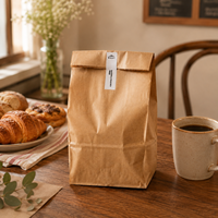 Sacs en papier kraft SOS recyclables et compostables de qualité alimentaire avec poignée Flexiloop, option de logo personnalisé pour l'emballage de produits de boulangerie, de collations et de biscuits