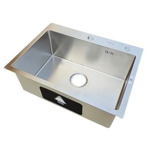 Évier de cuisine de bonne qualité, fait à la main, à cuve unique, 600x450x230 mm, en acier inoxydable brossé SS304, à encastrer, design moderne, pour appartement - Product Image 2