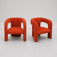 En stock, Chaise d'appoint de salon moderne et confortable en tissu, Prête à être expédiée, Chaise de salle à manger type baril pour restaurant et café