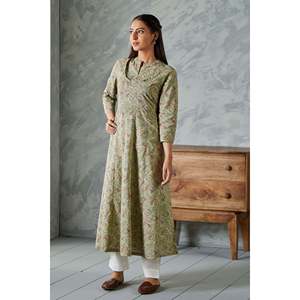 Chemise Kurta Madhuban Green <span class=keywords><strong>Fiza</strong></span> à motifs floraux - Product Image 1