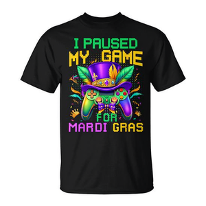 T-Shirt per Ragazzi con Controller di Videogiochi per Mardi Gras, Gioco Pausato per Celebrazioni - Prodotto Promozionale - Product Image 2