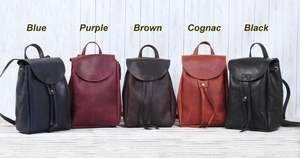 Sac à dos unisexe professionnel en cuir véritable avec motif bonbon et fermeture éclair - Product Image 5