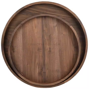 ชุดถาดไม้อะคาเซียสีอบอุ่นพร้อมรูปทรงกลมคลาสสิกและมีสไตล์สำหรับใช้ในชีวิตประจำวันโดยการตกแต่ง - Product Image 2