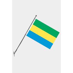 Gabon Wall-Mounted Telescopic Flagpole <b>Set</b> with Digital Printed Polyester Banners & Flags - Product Image 1