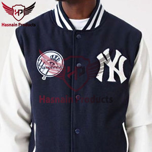 Custom Design Chenille Embroidery Logo Patch <b>Mens</b> Baseball <b>Jacket</b> <b>Long</b> Sleeves Sport Work School Wear Letterman - Product Image 2