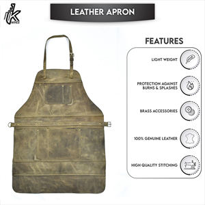 Delantal de cuero genuino resistente Chef Crazy-Horse Vintage cuero de vaca de alta calidad - Product Image 2