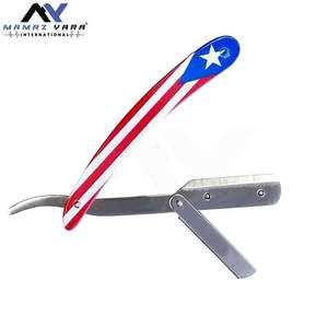Navaja de Afeitar Profesional de Precisión Totalmente Metálica con Bloqueo Oscilante y Diseño de la Bandera de Puerto Rico, Navaja Duradera - Product Image 5