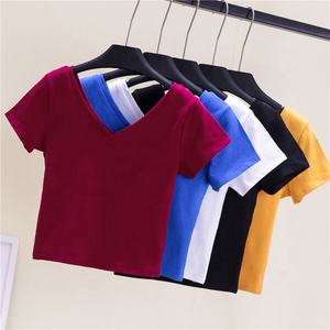 เสื้อยืดเอวลอยสำหรับผู้หญิง,เสื้อยืดตัวสั้นแบบตัด - Product Image 3