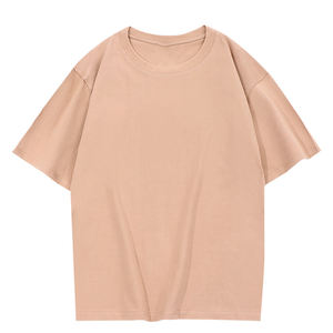 OEM personalizado logotipo diseño pesado 220g puro algodón color sólido suelta casual tops cuello redondo media manga camiseta - Product Image 6