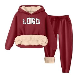 Ensemble survêtement deux pièces en polyester pour homme, sweat-shirt à capuche et pantalon de jogging, polaire sherpa, hiver, personnalisable, imprimé délavé à l'acide, OEM - Product Image 4