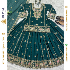 Lancement de sa propre vraie modélisation lourde fausse georgette avec séquence fantaisie bordure travail Gharara costume - Product Image 3