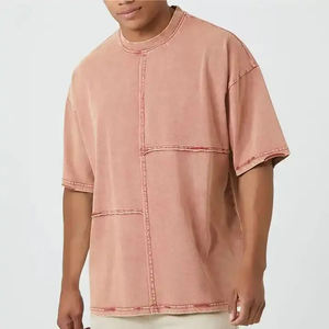 Logo personnalisé OEM T-shirt pour hommes 100% coton à épaules tombantes T-shirt d'été vierge pour hommes T-shirts surdimensionnés à col épais et délavés à l'acide - Product Image 6