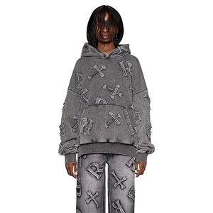 Chándal de peso pesado con estampado de logotipo personalizado, Conjunto de sudadera con capucha y pantalones de chándal de alta calidad para hombre, venta al por mayor - Product Image 3