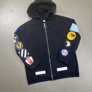 Sweat à capuche en molleton 100% coton lourd avec broderie de patchs et strass, service OEM, streetwear avec personnalisation de marque - Product Image 3