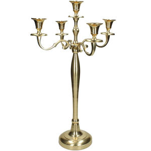 Nouvelle conception exclusive candélabre 5 bras métal aluminium bougeoir brillant or fini meilleur prix de gros pour la déco de mariage - Product Image 3