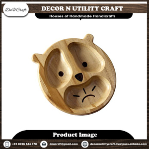 Ensemble d'assiettes en bois pour bébé, fabriquées à la main en bois d'acacia naturel, design contemporain écologique, forme irrégulière, assiettes multi-usages à vendre - Product Image 2