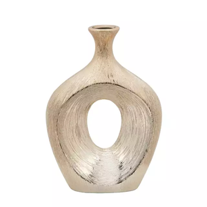 แจกันดอกไม้ทำจากโลหะสีผสมเข้ากันดีที่สุด,แจกันและแจกันดอกไม้ดีไซน์แฮนด์เมดสำหรับตกแต่งบ้านสีเขียว - Product Image 6