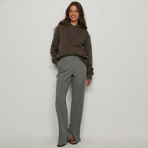 Sweat à capuche surdimensionné personnalisé pour femmes 100% coton pull uni sweat Streetwear décontracté coupe ample femmes sweats à capuche en gros - Product Image 4