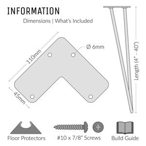 40cm High Steel Hairpin <b>Legs</b> <b>for</b> Chairs Furniture Hospitals Dining Kitchen Cabinets <b>Sofas</b> - Product Image 4