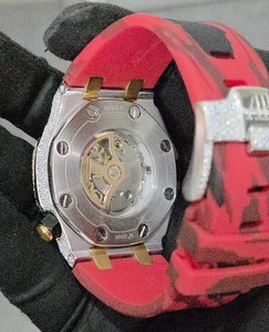 Men's Luxury Miyota Automatic Quartz Analog Stainless Steel 40mm Fashion <b>Watch</b> with VVS Moissanite and <b>Rubber</b> Band Iced Out - Product Image 6